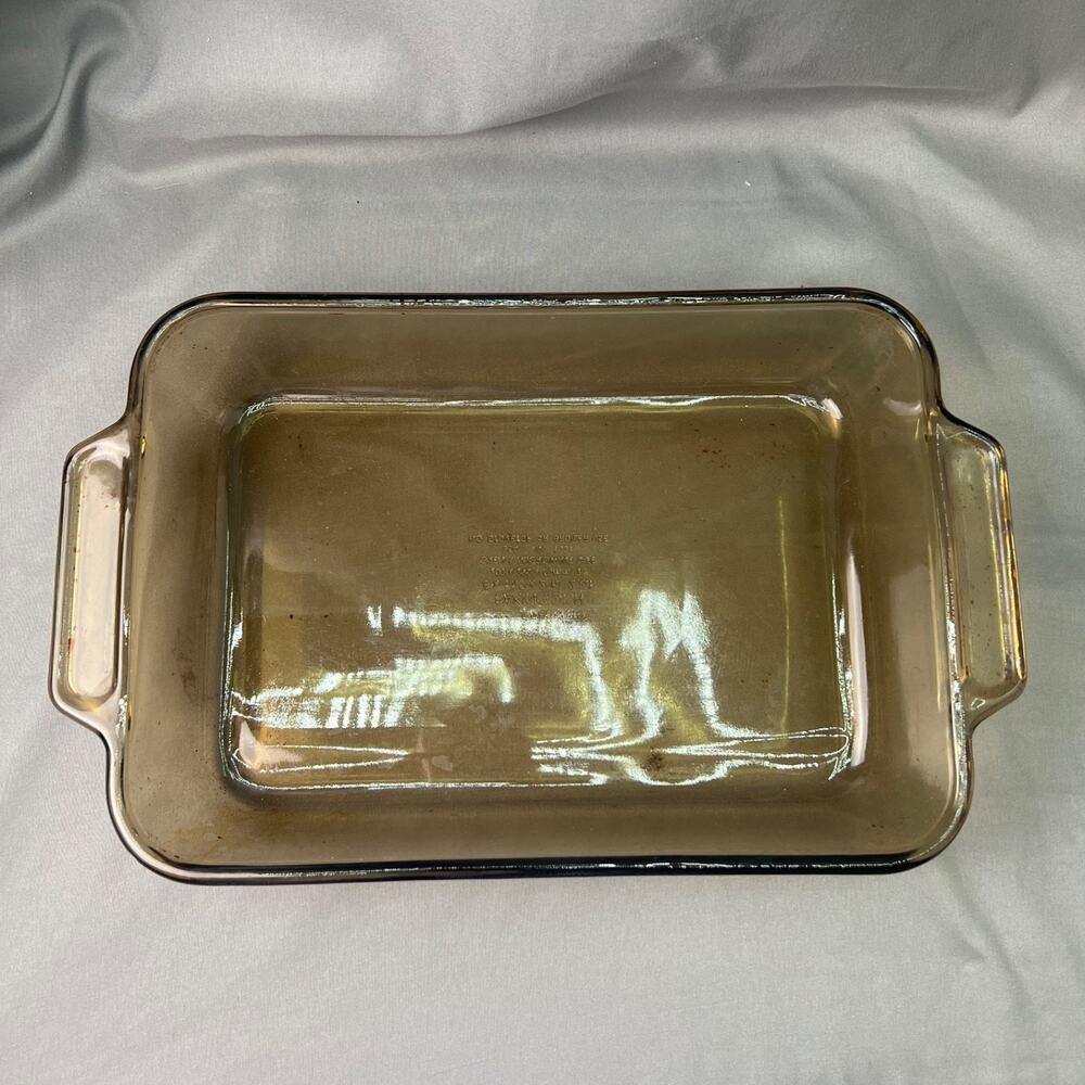 Vintage Anchor Hocking Ovenware 2 Qt Amber Glass Baking Dish 1031 USA 8x12x2